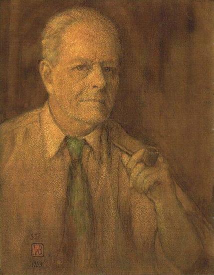 Charles W. Bartlett Watercolor self-portrait of Charles W. Bartlett, 1933, private collection China oil painting art